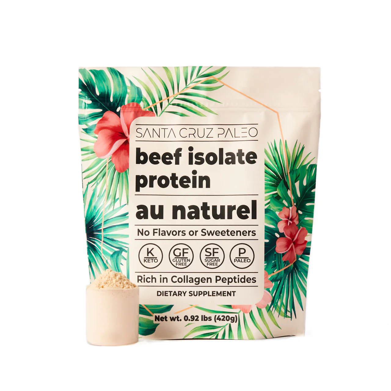 Santa Cruz Paleo Grass-Fed Grass-Finished Beef Isolate Protein Bag | Zero Artificial Additives | All-Natural | Chocolate | Horchata | Au Naturale | Flavors - Image 4